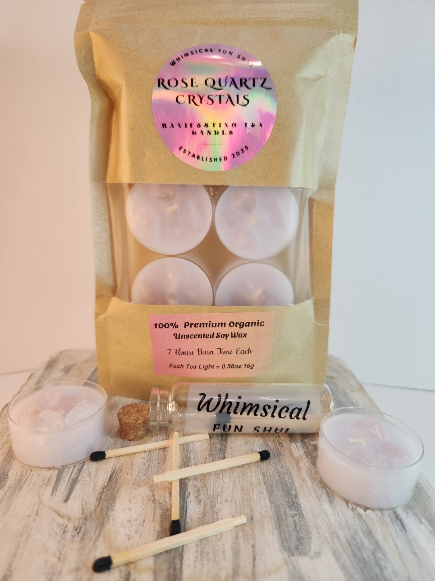 Rose quarts Meditation tea candle Bundle