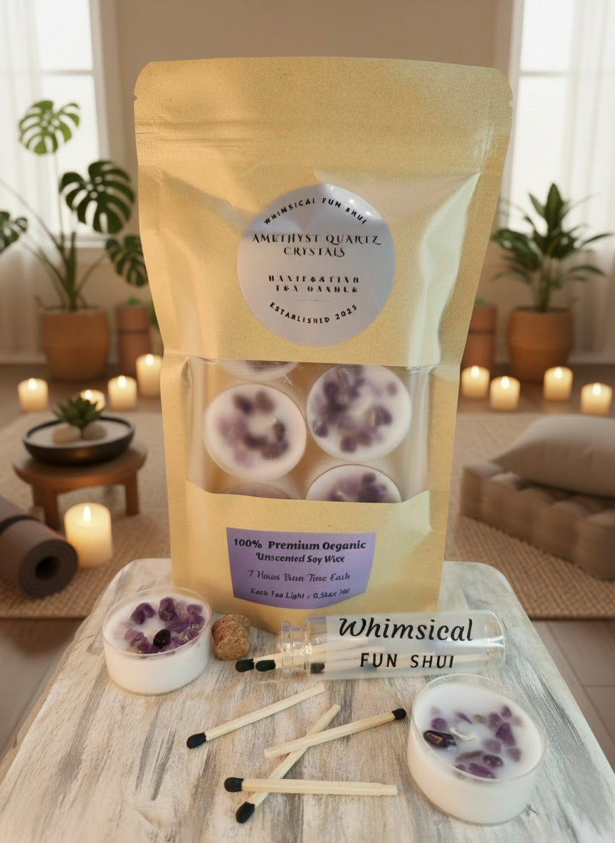 Amythyst Quartz Meditation Tea Candle Bundle