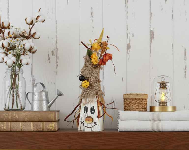 Wood Scarecrow and Candy Corn Set