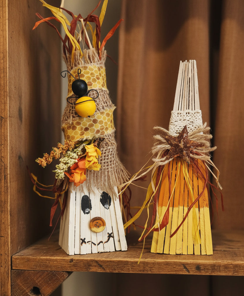 Wood Scarecrow and Candy Corn Set