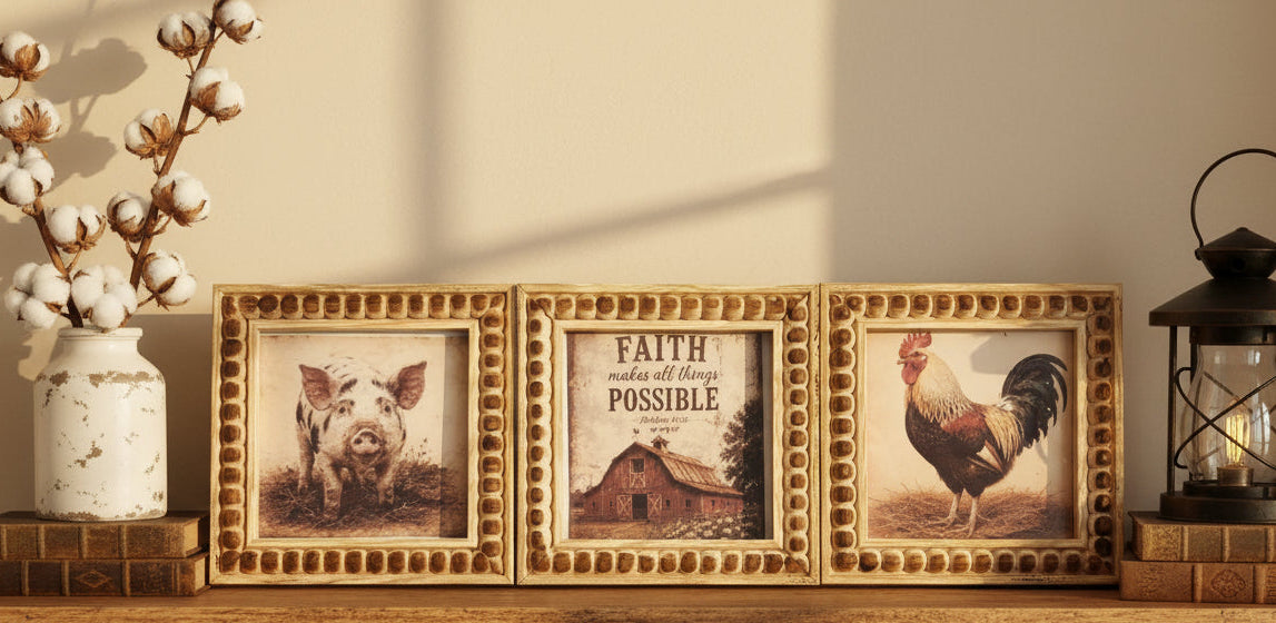 Framed Farm Style Decor- Set of 3